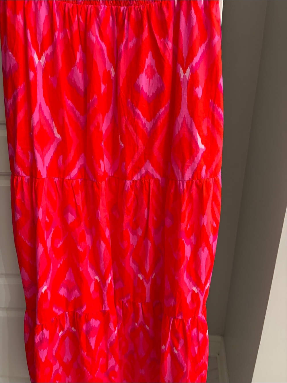 Blevin Ikat Sunfire Smocked Bodice Tiered Midi Dress - Picture 5 of 8
